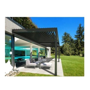 Motorise waterproof metal garden pavilion gazebo pergola aluminium  roof louver outdoor Aluminum roof gazebo
