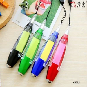 multi function ballpoint pen with light and logo sticky note,Promotional gift ball pen