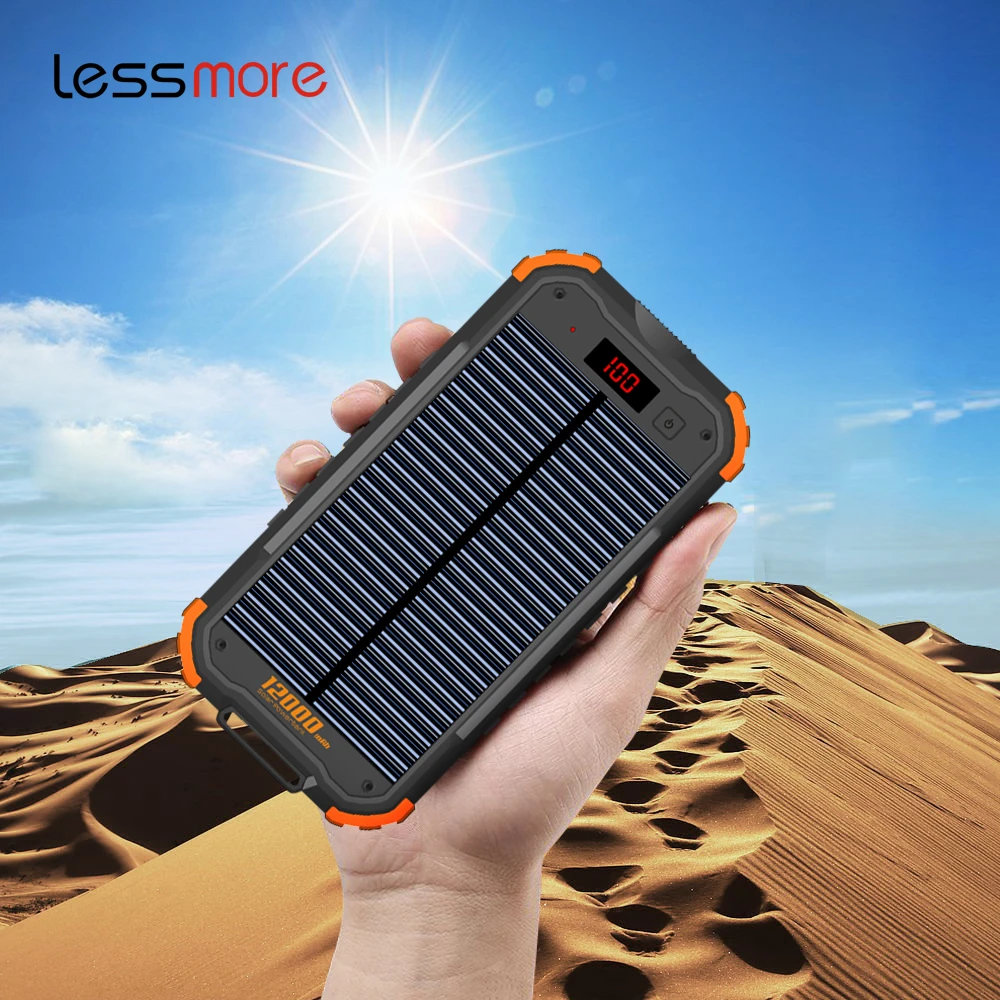 new 2020 trending product 10000-12000mah solar power bank with LCD Display External Battery Pack powerbanks mobile charger