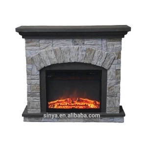 New design furniture MGO material stone carved flame effect remote electric fireplace cheap electric fireplace