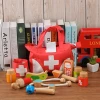 New design wholesale wooden pretend emergency medical kit medicine bottle playhouse for kid preschool education
