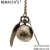 New Fashion Retro Classic necklace harry Snitch Angel Wings Pocket Watch Necklace Chian Watch