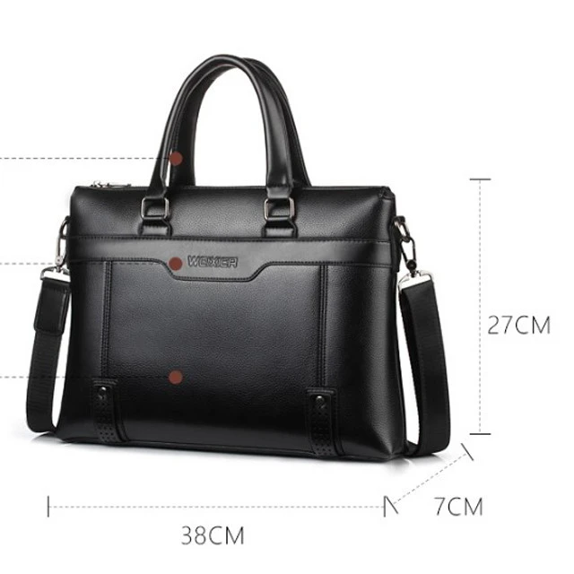 New High Quality Men Leather Black Briefcase Business Handbag Messenger Bags Male Vintage Shoulder Bag Men&#x27;s Large Laptop Travel
