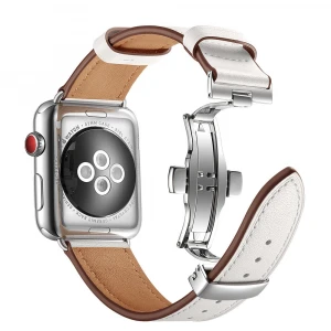 New Luxury Butterfly Buckle Leather Apple Watch Leather Band 5 Luxury Apple Watch iwatch Luxury Strap Band