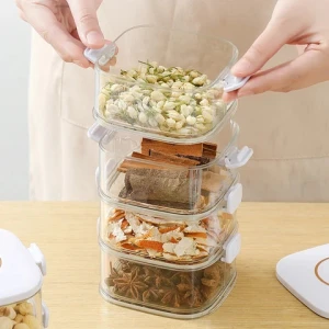 New Multifunctional Rectangle Spice Storage Box Kitchen for Household Portable Snack Container with lids