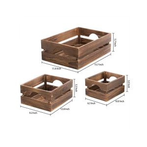 New nesting rustic brown wood storage accent crates