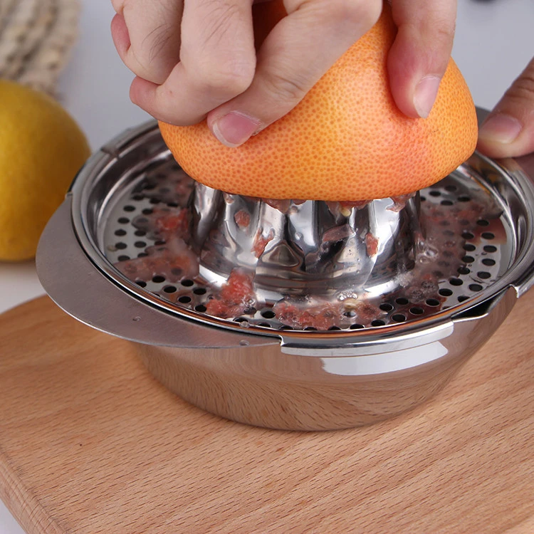 New Product 2020 Kitchen Accessories Stainless Steel Manual Juicer Fruit Lemon Lime Orange Squeezer with Bowl Juicer Strainer