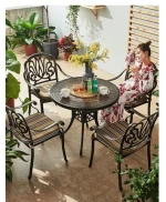 New Upgrade Outdoor Dining Table Garden Backyard Restaurant Cast Aluminum Patio Table Chair Set