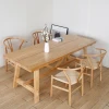 Nordic solid wood rectangular dining room furniture simple log dining tables chairs set
