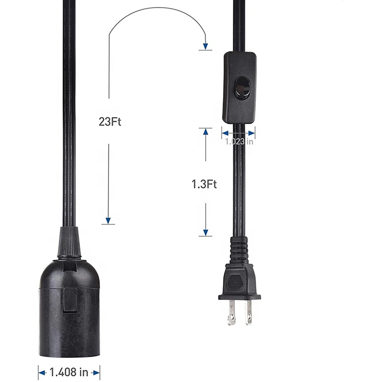 OEM Hanging Light Cord (Light Socket with Cord) with On Off Toggle Switch in Black