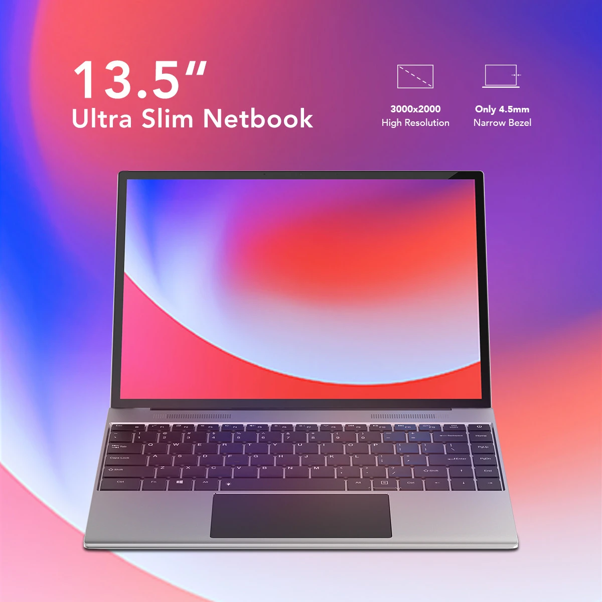OEM ODM 13.5 inch Intel Pentium Windows Notebook Metal Case Ultra Slim Laptop Computer 3K LCD Display Glass Panel