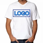 OEM V Neck Women Print On Demand High Quality Mercerized Cotton Plain Men Gym black T Shirt