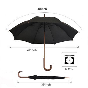 One day shipping automatic umbrella wooden handle rain umbrella windproof