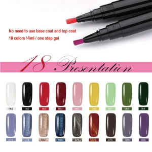 One step gel polish pen, nail cuticle oil, no need top and base coat fast dry gel selection.
