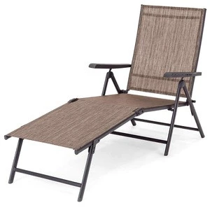 Outdoor Adjustable Folding Chaise Reclining Lounge Chairs Brown