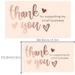 Personalised Rose Gold Thank You Cards High Quality OEM Printing Gold foil Thank You Cards for Small Business Custom