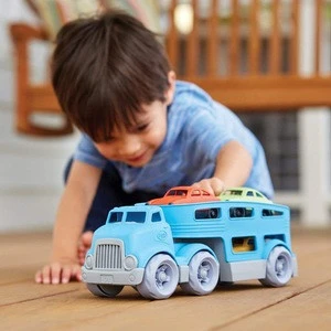 Plastic Slide Transport Truck with 3pcs Small Cars in Blue Carrier Vehicle Set Toy  for Kids
