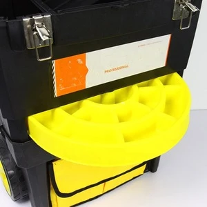 Popular plastic Handle Toolbox Tool box trolley divide into three storage boxes