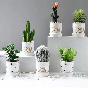 Popular trend custom decal home decor ceramic mini artificial succulent plant with pot