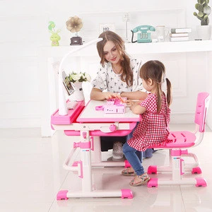 Popular usage children furniture sets Pink kids desk and chair