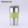 Promotional Leak proof Coffee Mug Travel Stainless Steel Double Wall Reusable Coffee Travel Mug with Silicone Rubber Grip Band