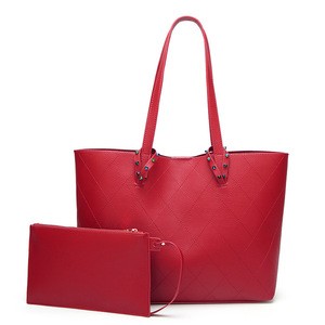 PU Leather Rivet Deco Lady Shoulder Bag Travel Purses Satchel Messenger Bags 2pcs one set Handbags for Women