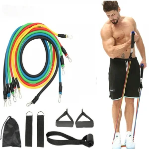 Pull Rope 11pcs Set Resistance Bands 100lbs Kit Training Cable Fitness Latex Stretch TPE Workout Rubber Elastic Tubes