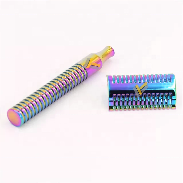 Buy Rainbow Color Double Edge Safety Razor Open Comb Head Stainless ...