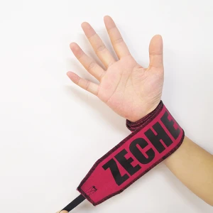 Red color cotton cloth fitness safety custom print wrist wraps weight lifting gym wrist straps