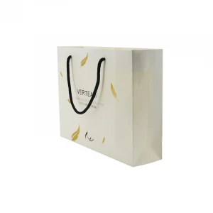 Retail Custom Logo Clothing Packaging White Shopping Paper Bag Cosmetic Gift Paper Bag With Rope Handle