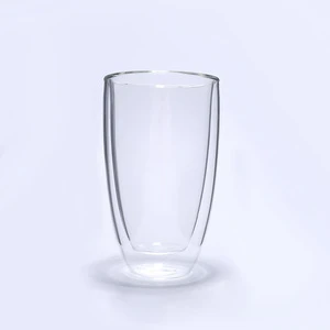 Reusable handmade nordic cold drinking double wall glass cup coffee