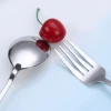 Reusable Stainless Steel Office Utensil Portable Metal Knife Fork Spoon Drinking Straw Travel Cutlery Set With Bag