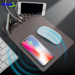 RGKNSE Factory 2018 multi-function wireless charger mouse pad with storage mat wireless charger function custom gaming mouse pad