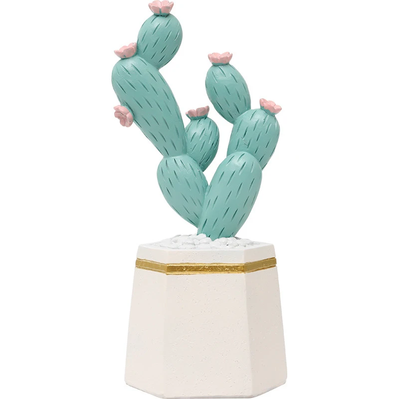 Roogo cactus flowerpot shaped resin figurines home decor
