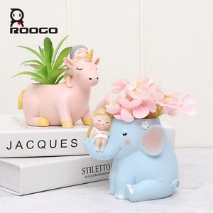 Roogo resin Ling Chong speechless cute animal shaped flower pots for home decoration garden succulent planter pot
