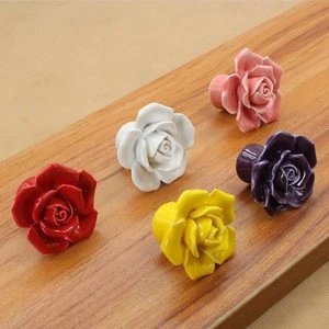 Rose flower cabinet furniture knob handle with mix colors