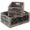 Rustic Torched Wood Nesting Storage Crates with Rope