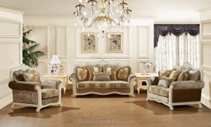 S1501 Foshan Shunde Furniture American Style Antique Brown Painting Sofa Wood frame classic furniture sofa set