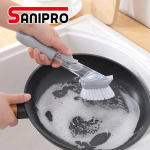 Sanipro Kitchen Sink Pot Dishwashing Brush And Replacement Sponge Head Soap Dispensing Dish Brush Dishwasher Brush