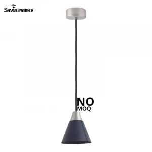 Savia Indoor Led Suspension Pendant Light Leather Shade Aluminum Ceiling Hanging Lamp For Home Decor Lighting