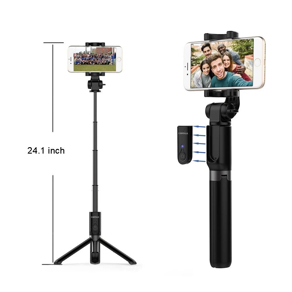 Selfie stick Bluetooth Monopod Foldable Tripod stand and Remote control Extendable Alloy 360 Phone Holder for IOS / Android