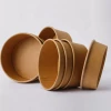 Shallow Disposable Kraft Paper Bowl Packaging Cup Take Away Salad Bowl with clear Lid