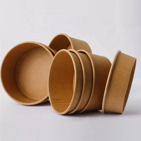 Shallow Disposable Kraft Paper Bowl Packaging Cup Take Away Salad Bowl with clear Lid