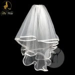 Short double layer white wedding bride veil for Bridal Shower