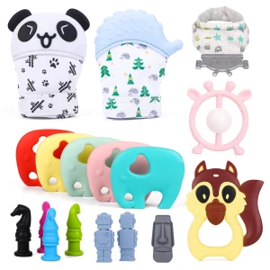 Silicon Teething Mitten Toy Animal Custom Food Grade Baby Silicone Teether