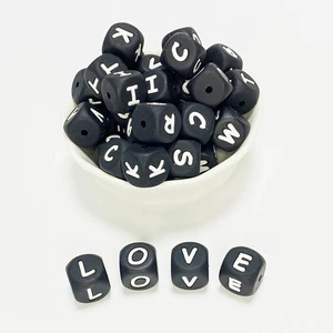Silicone Teething Beads 104pcs DIY Teether Beads BPA Free Alphabet Letter Beads Bulk