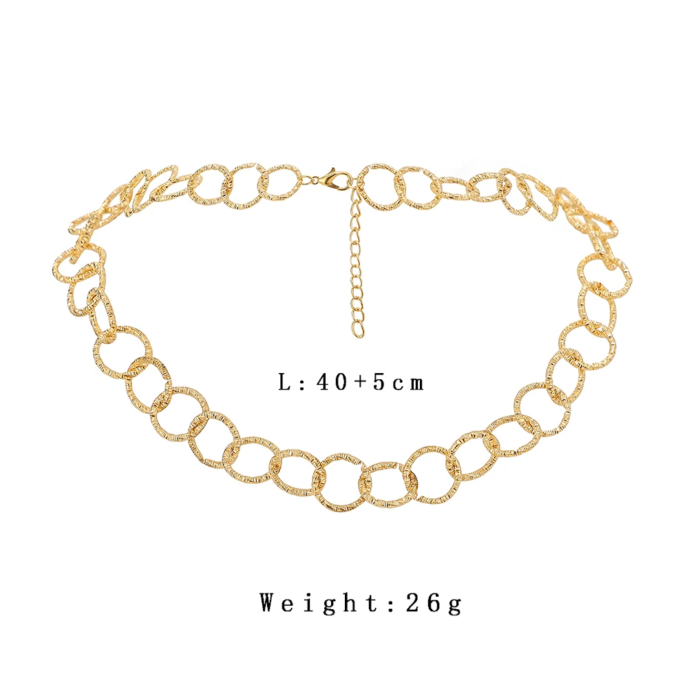 Simple Metal Alloy Personalized O ring Chain Chokers Necklace Women hyperbole Jewelry Choker