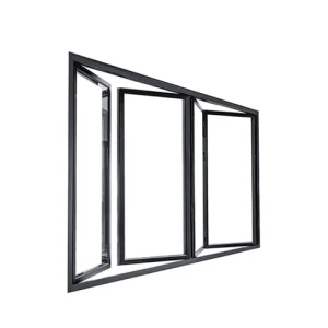 Simple Sleek Style Sound Proof Tempered Glass Aluminium Folding Windows With Newspaper Slot