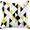 Simple yellow geometric linen pillow cover printed cushions cover home decor