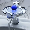 Single Handle Hot Cold Water Mixer Taps For Wash Basin Artistic Brass Color Changing LED Light Waterfall Bathroom Faucet